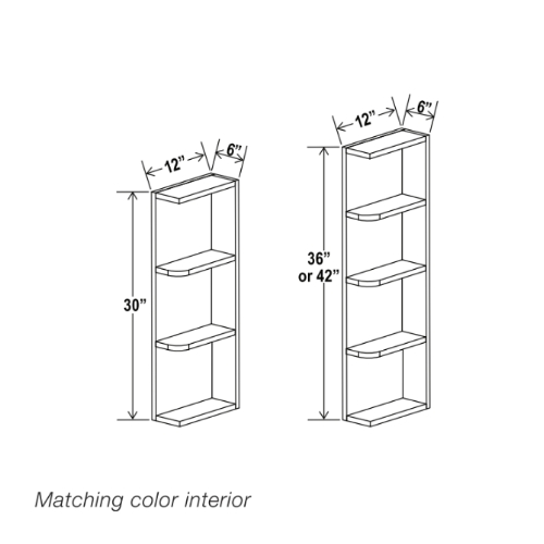 Charleston White Raised Panel Open End Shelf, rta cabinets