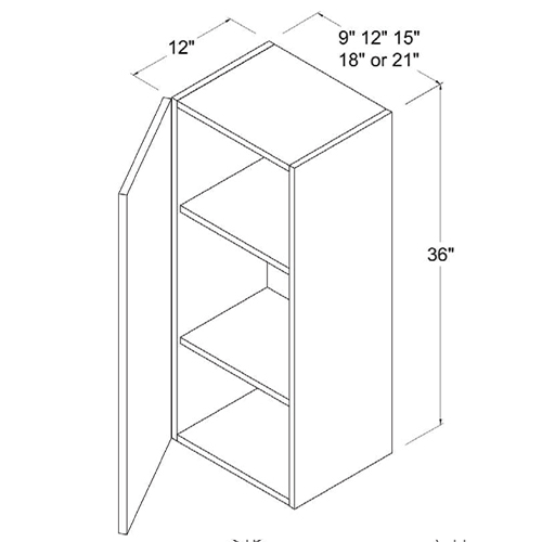 Frameless Gloss White 36H Single Door Wall Cabinet, rta cabinets