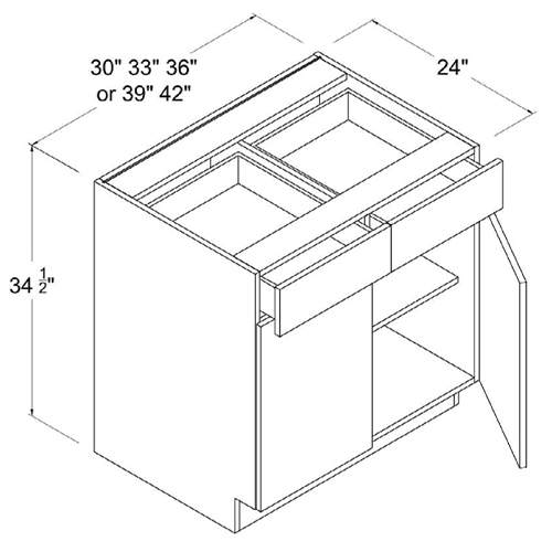 Frameless Gloss White Base Cabinet Double Door and Double Drawer, rta cabinets