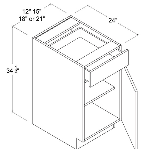 Frameless Gloss White Base Cabinet with Single Door and Drawer, rta cabinets