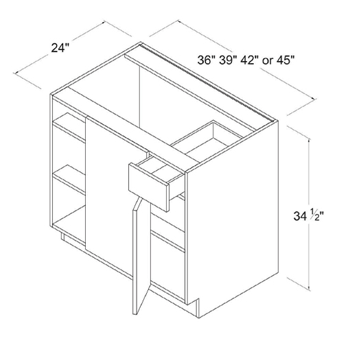 Frameless Gloss White Blind Corner Base Cabinet, rta cabinets