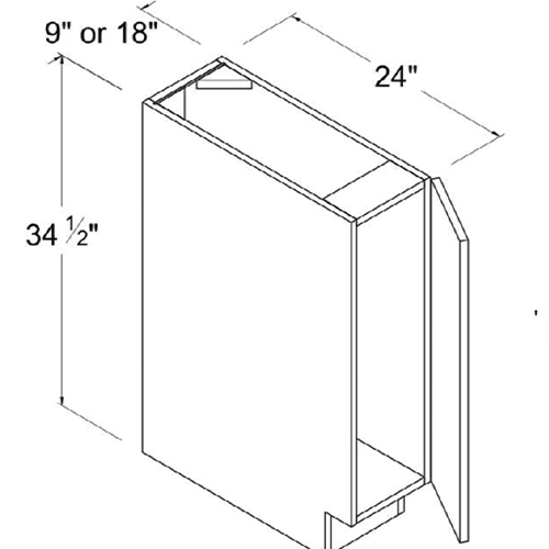 Frameless Gloss White Full Height Single Door Base Cabinet, rta cabinets