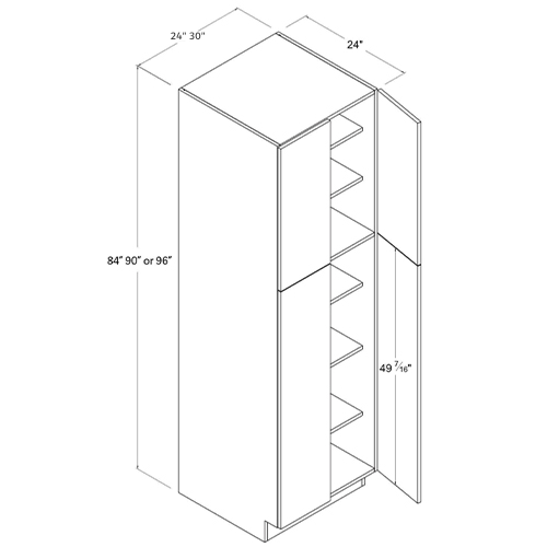 Frameless Gloss White Tall Pantry Cabinet with 4 Doors, rta cabinets