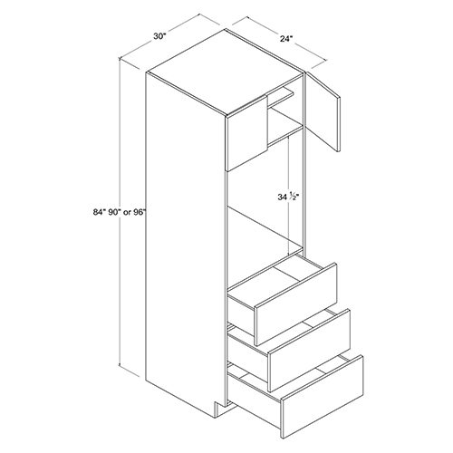 Frameless Gloss White Oven Pantry Cabinet 30W, rta cabinets