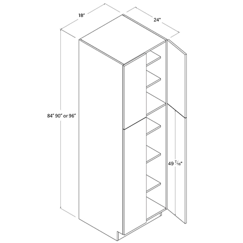 Frameless Gloss White Tall Pantry Cabinet with 2 Doors, rta cabinets