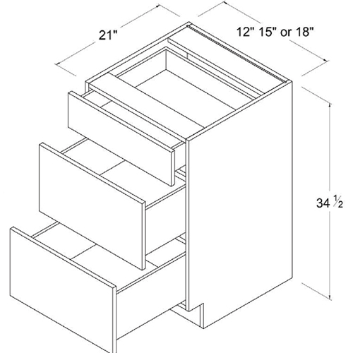 Frameless Gloss White Three Drawer Base Vanity Cabinet, rta cabinets