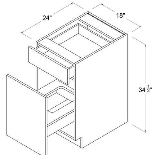 Frameless Gloss White Trash Base Cabinet, rta cabinets