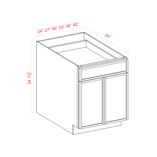 Dove White Slim Shaker Base Cabinet Double Door and Single Drawer, rta cabinets