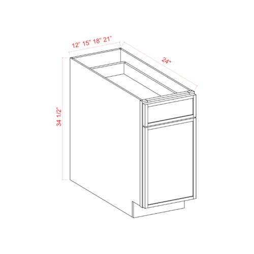 Slim White Oak Shaker Base Cabinet with Single Door and Drawer, rta cabinets