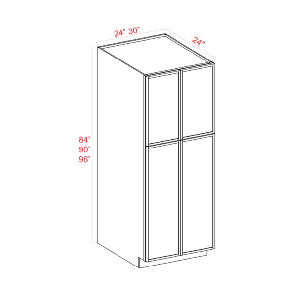 Slim White Oak Shaker Tall Pantry Cabinet with 4 Doors, rta cabinets