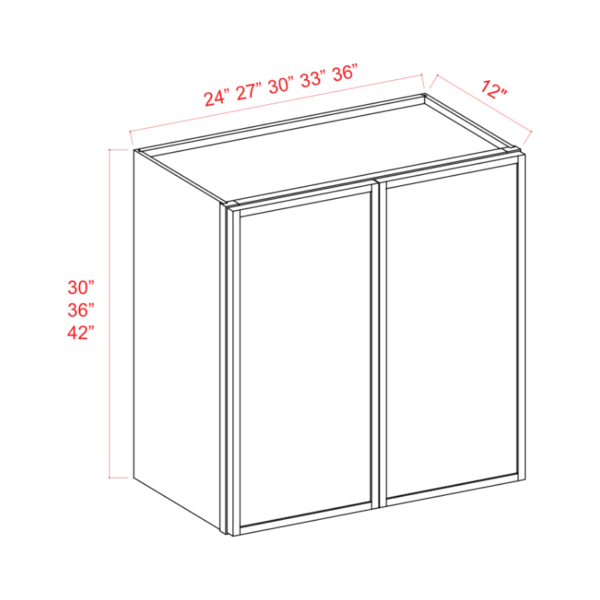 Dove White Slim Shaker 30H Double Door Wall Cabinet, rta cabinets