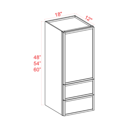 Slim White Oak Shaker Double with Drawers Wall Cabinet, rta cabinets