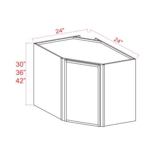 Slim White Oak Shaker Diagonal Corner Wall Cabinet, rta cabinets