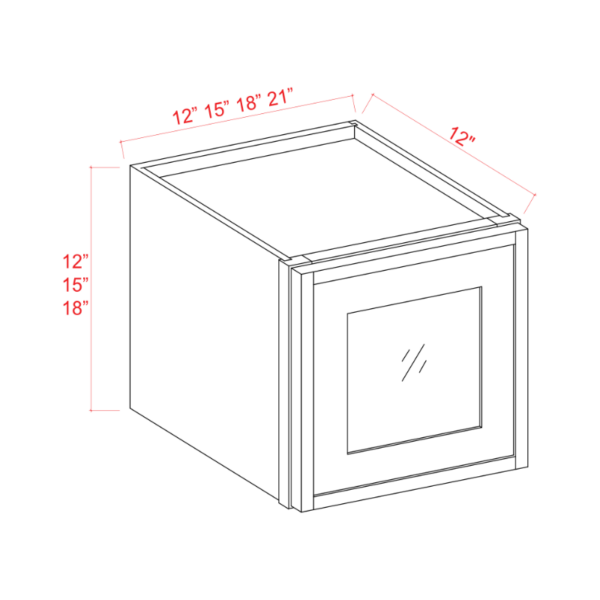 Dove White Slim Shaker 18W Single Door Wall Cabinet with Glass Door, rta cabinets