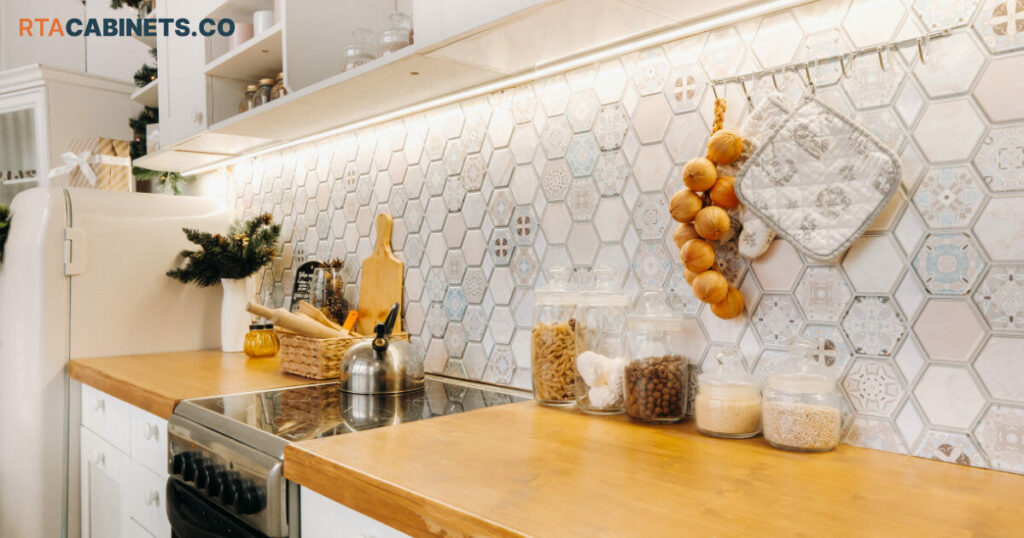 Subway tile backsplash, rta cabinets, kitchen cabinets