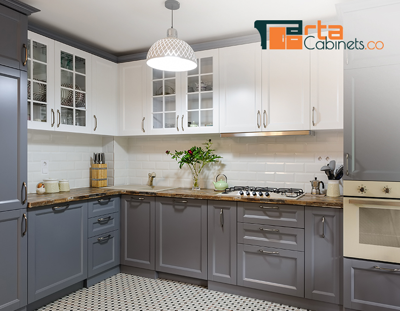 dark gray shaker cabinets