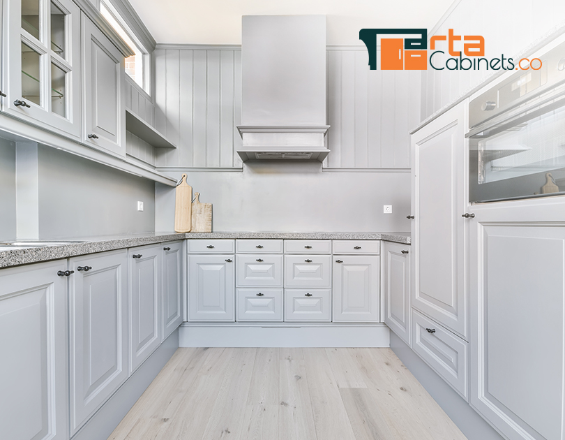 light gray shaker cabinets